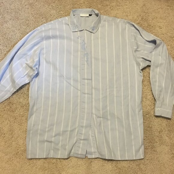 Vintage Canadian 100% Cotton Vertical Stripe Button Down Shirt - Picture 13 of 16